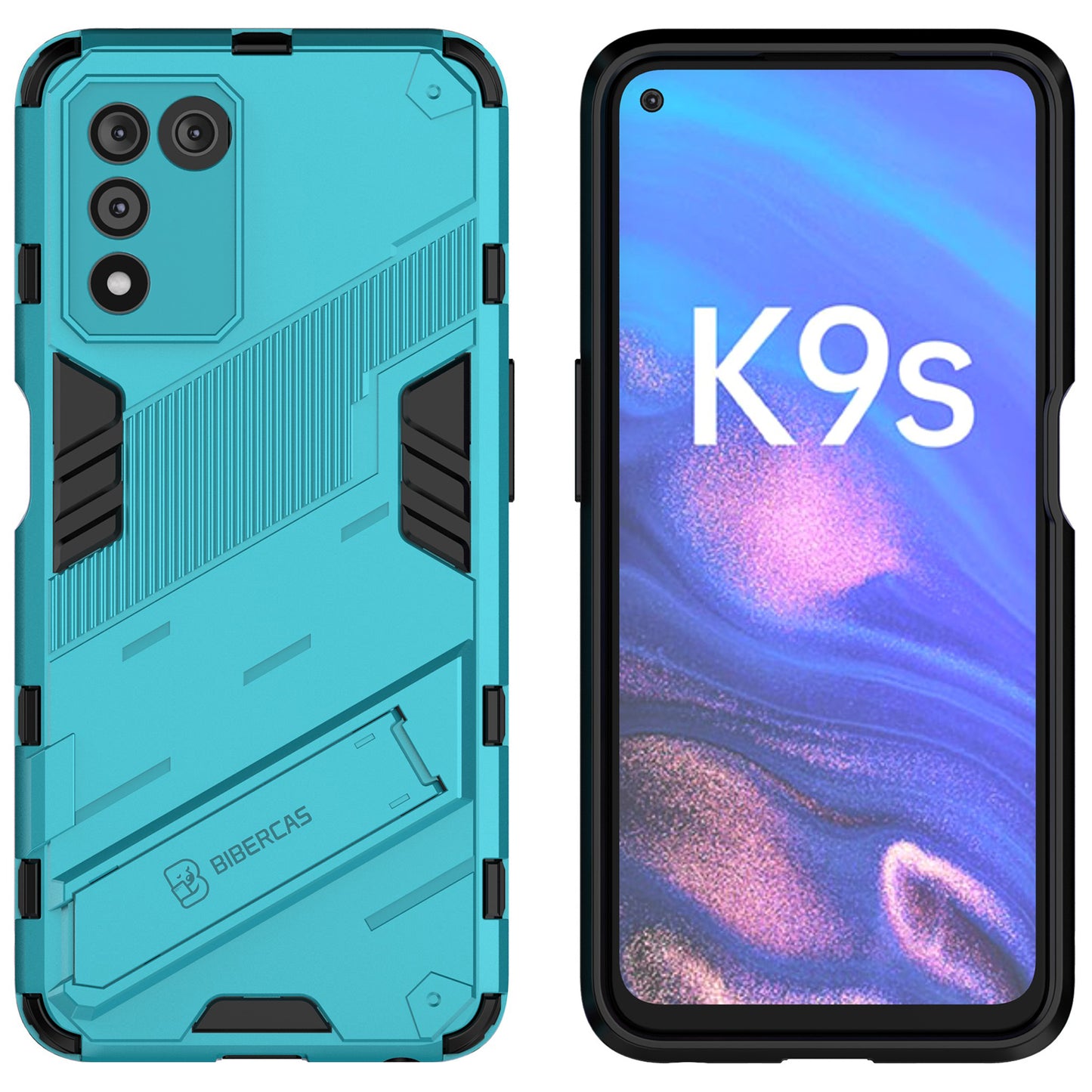 Scratch-resistant Drop-proof Soft TPU Hard PC Back Cover Shell with Kickstand for Oppo K9s 5G