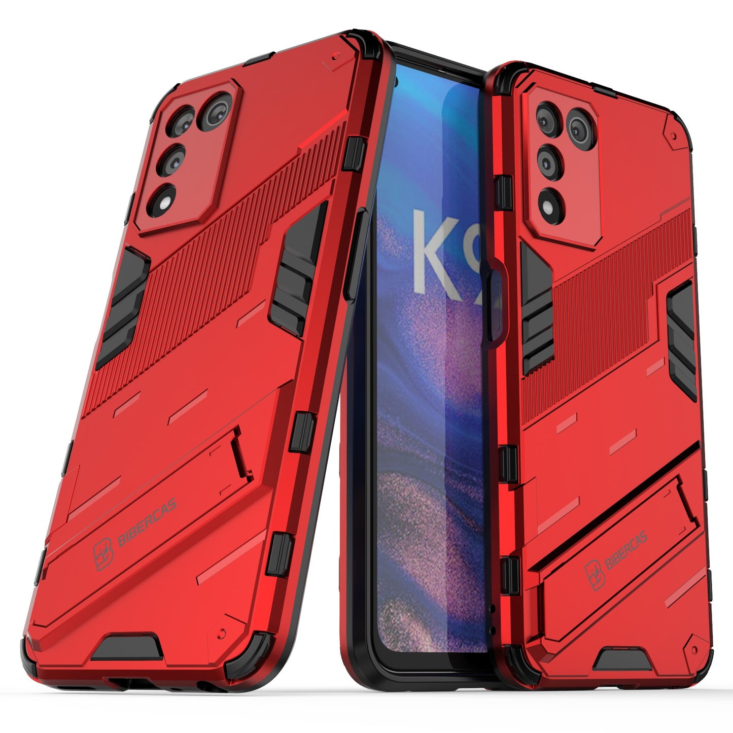 Scratch-resistant Drop-proof Soft TPU Hard PC Back Cover Shell with Kickstand for Oppo K9s 5G