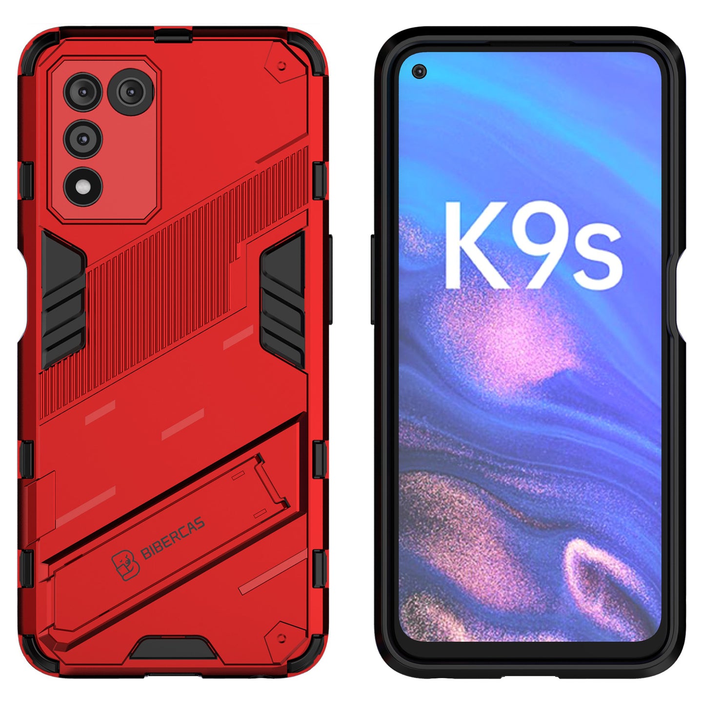 Scratch-resistant Drop-proof Soft TPU Hard PC Back Cover Shell with Kickstand for Oppo K9s 5G