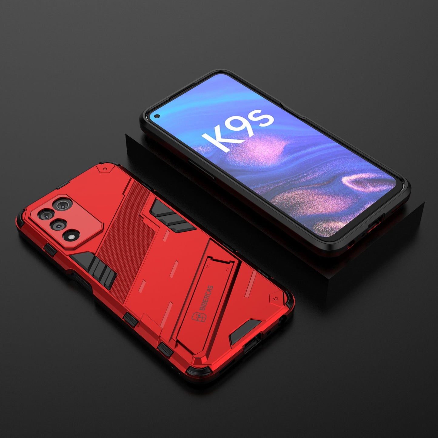 Scratch-resistant Drop-proof Soft TPU Hard PC Back Cover Shell with Kickstand for Oppo K9s 5G