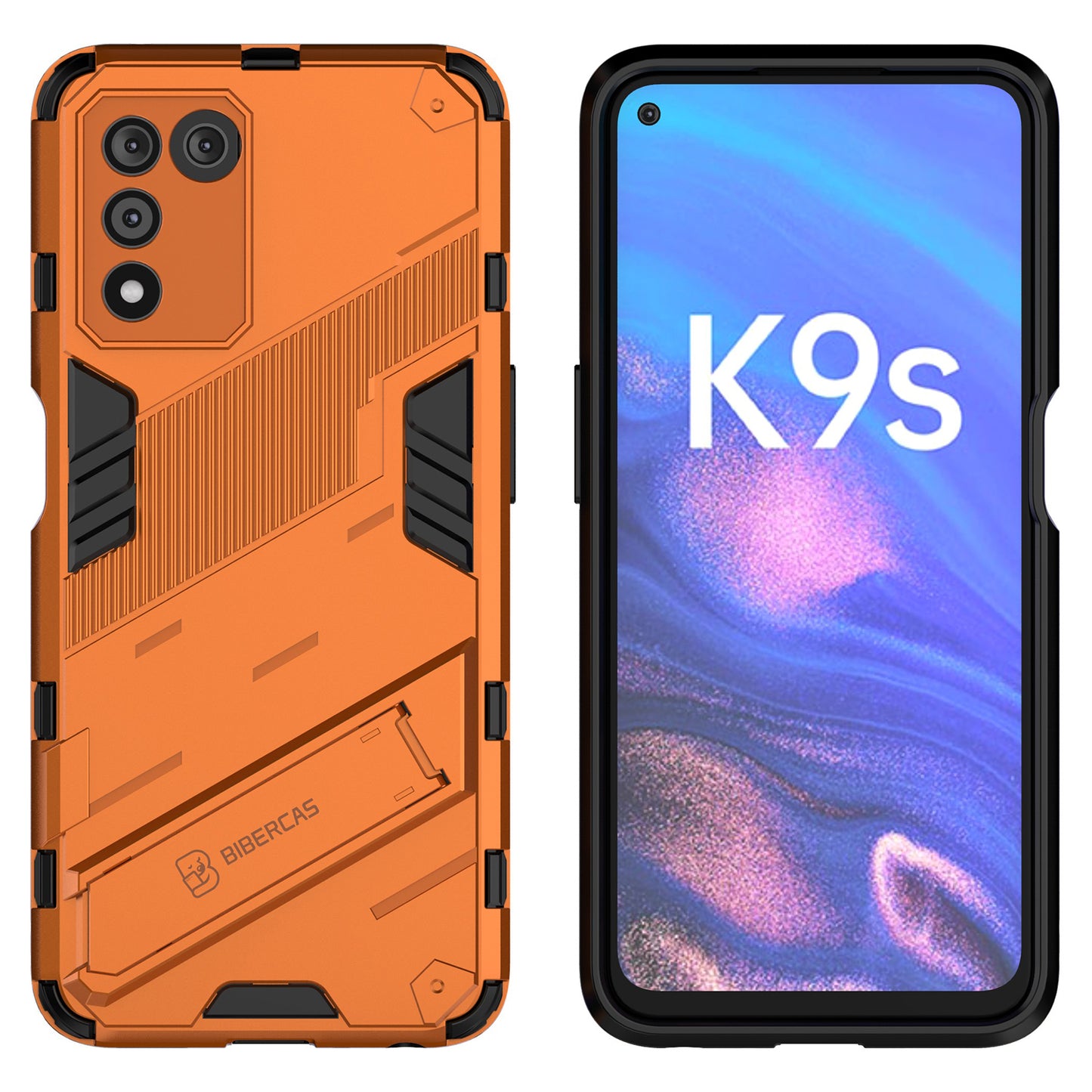 Scratch-resistant Drop-proof Soft TPU Hard PC Back Cover Shell with Kickstand for Oppo K9s 5G