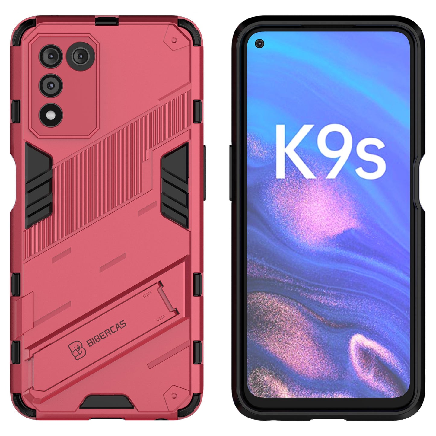 Scratch-resistant Drop-proof Soft TPU Hard PC Back Cover Shell with Kickstand for Oppo K9s 5G