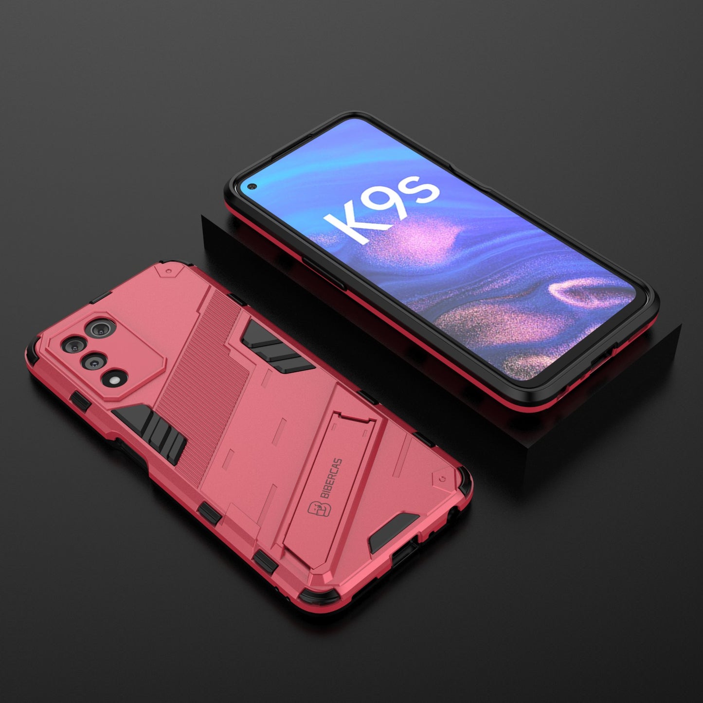 Scratch-resistant Drop-proof Soft TPU Hard PC Back Cover Shell with Kickstand for Oppo K9s 5G