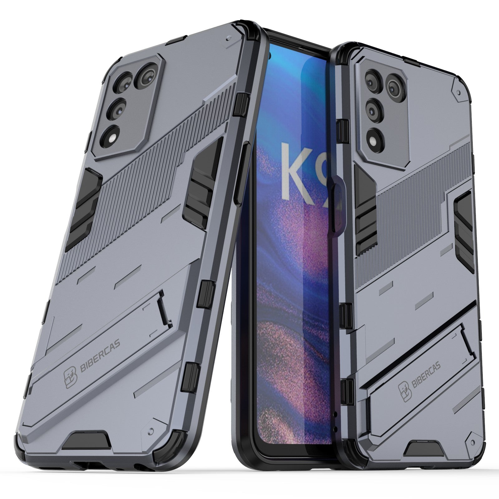 Scratch-resistant Drop-proof Soft TPU Hard PC Back Cover Shell with Kickstand for Oppo K9s 5G