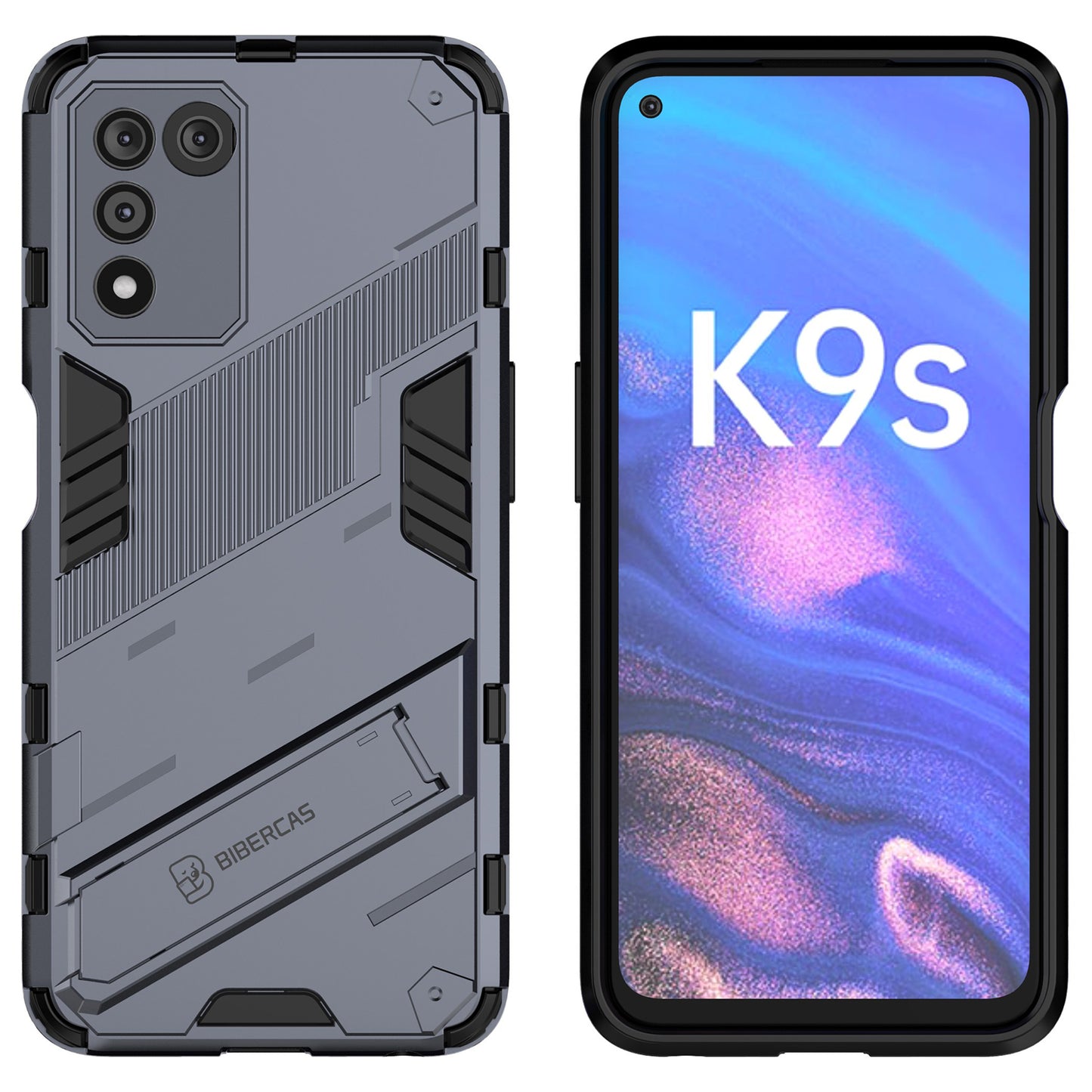 Scratch-resistant Drop-proof Soft TPU Hard PC Back Cover Shell with Kickstand for Oppo K9s 5G