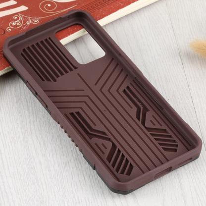 Drop-proof Kickstand Design PC + TPU Phone Case with Built-in Magnetic-absorbed Metal Plate Protective Cover for Oppo Reno6 5G