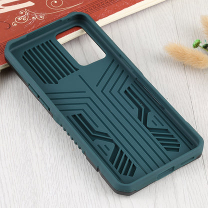 Drop-proof Kickstand Design PC + TPU Phone Case with Built-in Magnetic-absorbed Metal Plate Protective Cover for Oppo Reno6 5G