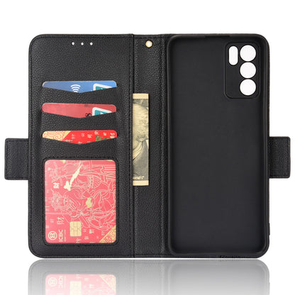 Litchi Texture PU Leather Stand Wallet Case Well-protected Double Magnetic Clasp Drop-proof Flip Cover for Oppo Reno6 5G