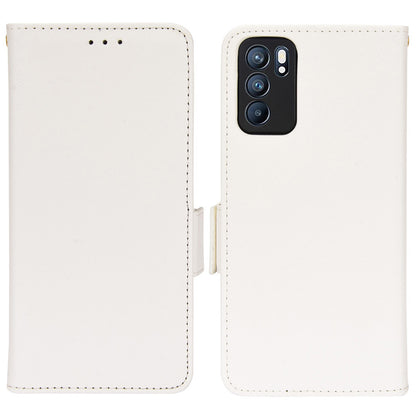 Litchi Texture PU Leather Stand Wallet Case Well-protected Double Magnetic Clasp Drop-proof Flip Cover for Oppo Reno6 5G