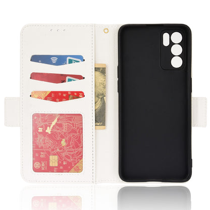 Litchi Texture PU Leather Stand Wallet Case Well-protected Double Magnetic Clasp Drop-proof Flip Cover for Oppo Reno6 5G