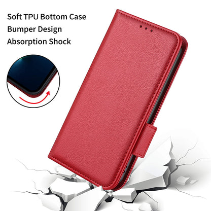 Litchi Texture PU Leather Stand Wallet Case Well-protected Double Magnetic Clasp Drop-proof Flip Cover for Oppo Reno6 5G