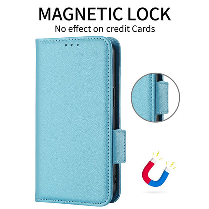 Litchi Texture PU Leather Stand Wallet Case Well-protected Double Magnetic Clasp Drop-proof Flip Cover for Oppo Reno6 5G