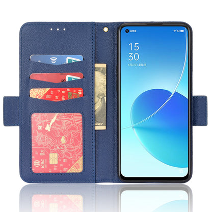 Litchi Texture PU Leather Stand Wallet Case Well-protected Double Magnetic Clasp Drop-proof Flip Cover for Oppo Reno6 5G