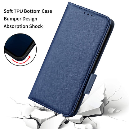 Litchi Texture PU Leather Stand Wallet Case Well-protected Double Magnetic Clasp Drop-proof Flip Cover for Oppo Reno6 5G