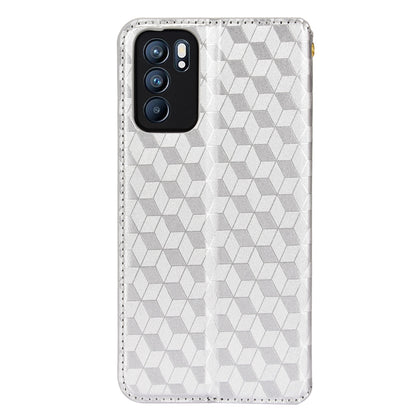 Imprinting 3D Rhombus Pattern Case Full Protection PU Leather Cover + Inner TPU Phone Case with Stand Wallet for Oppo Reno6 5G