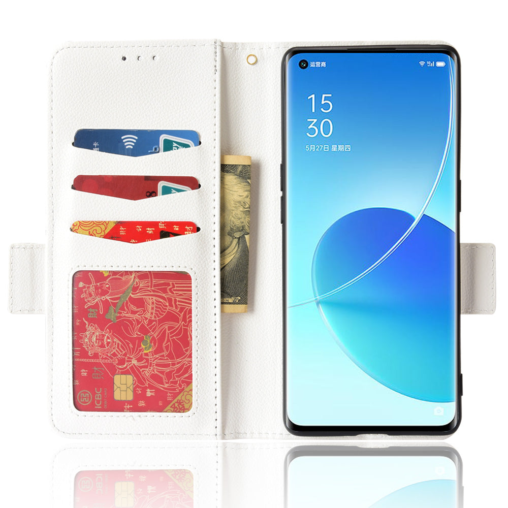 Well-protected Double Magnetic Clasp Litchi Texture PU Leather Stand Wallet Case Shell for Oppo Reno6 Pro+ 5G/Reno6 Pro 5G (Snapdragon)