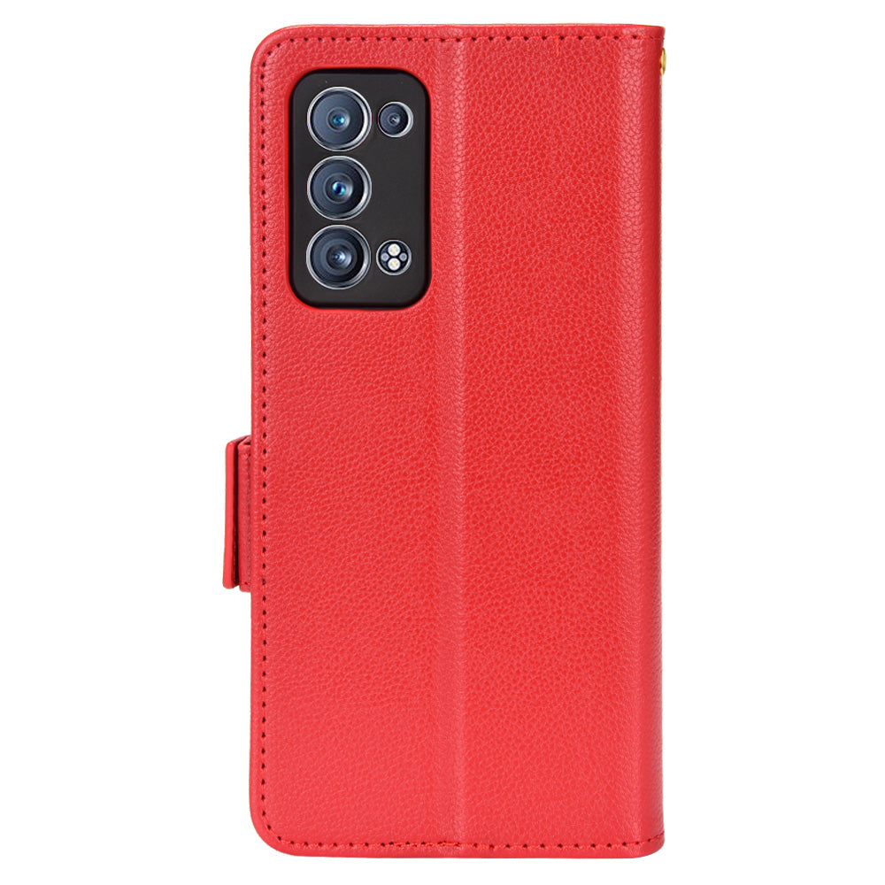 Well-protected Double Magnetic Clasp Litchi Texture PU Leather Stand Wallet Case Shell for Oppo Reno6 Pro+ 5G/Reno6 Pro 5G (Snapdragon)