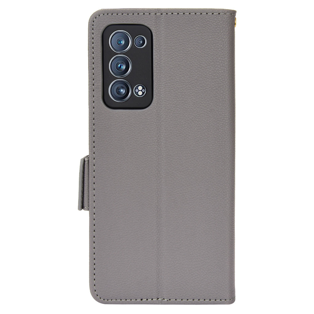 Well-protected Double Magnetic Clasp Litchi Texture PU Leather Stand Wallet Case Shell for Oppo Reno6 Pro+ 5G/Reno6 Pro 5G (Snapdragon)