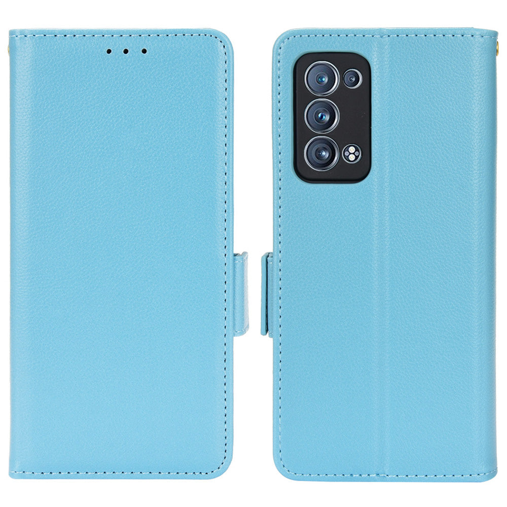 Well-protected Double Magnetic Clasp Litchi Texture PU Leather Stand Wallet Case Shell for Oppo Reno6 Pro+ 5G/Reno6 Pro 5G (Snapdragon)