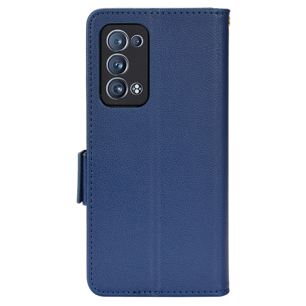 Well-protected Double Magnetic Clasp Litchi Texture PU Leather Stand Wallet Case Shell for Oppo Reno6 Pro+ 5G/Reno6 Pro 5G (Snapdragon)