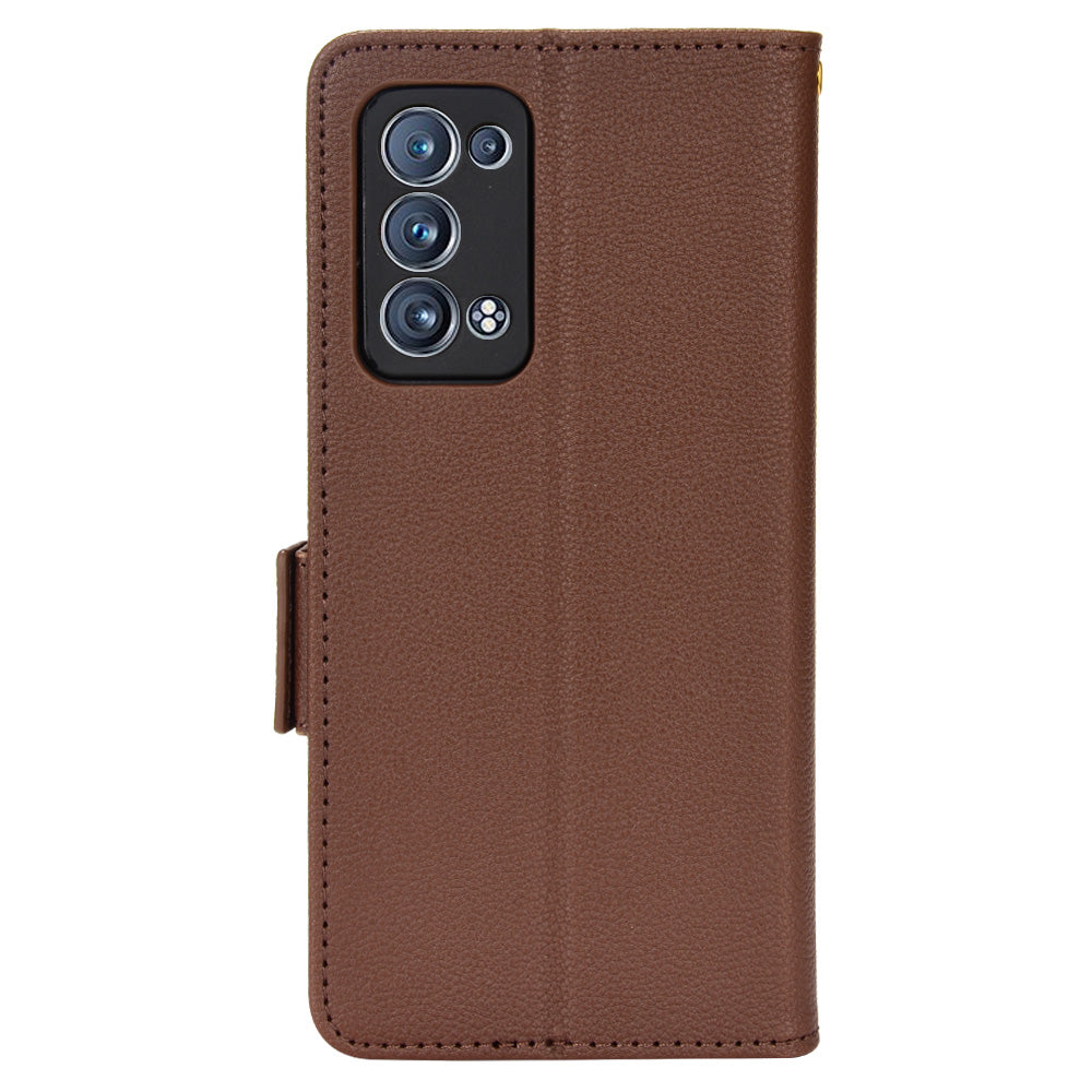 Well-protected Double Magnetic Clasp Litchi Texture PU Leather Stand Wallet Case Shell for Oppo Reno6 Pro+ 5G/Reno6 Pro 5G (Snapdragon)