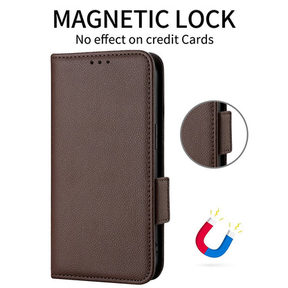 Well-protected Double Magnetic Clasp Litchi Texture PU Leather Stand Wallet Case Shell for Oppo Reno6 Pro+ 5G/Reno6 Pro 5G (Snapdragon)