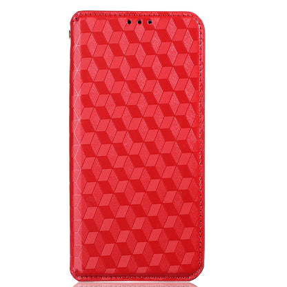 Imprinting 3D Rhombus Pattern Stand Wallet Leather Case Magnetic Auto Closing Phone Cover for Oppo Reno6 Pro+ 5G/Reno6 Pro 5G (Snapdragon)