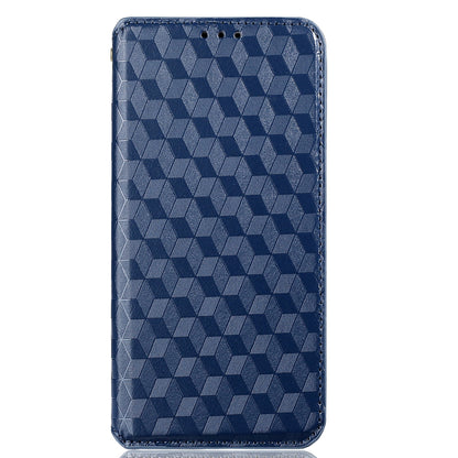 Imprinting 3D Rhombus Pattern Stand Wallet Leather Case Magnetic Auto Closing Phone Cover for Oppo Reno6 Pro+ 5G/Reno6 Pro 5G (Snapdragon)