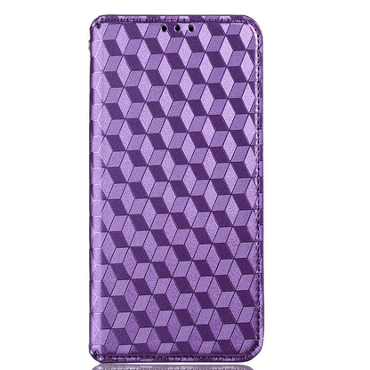 Imprinting 3D Rhombus Pattern Stand Wallet Leather Case Magnetic Auto Closing Phone Cover for Oppo Reno6 Pro+ 5G/Reno6 Pro 5G (Snapdragon)