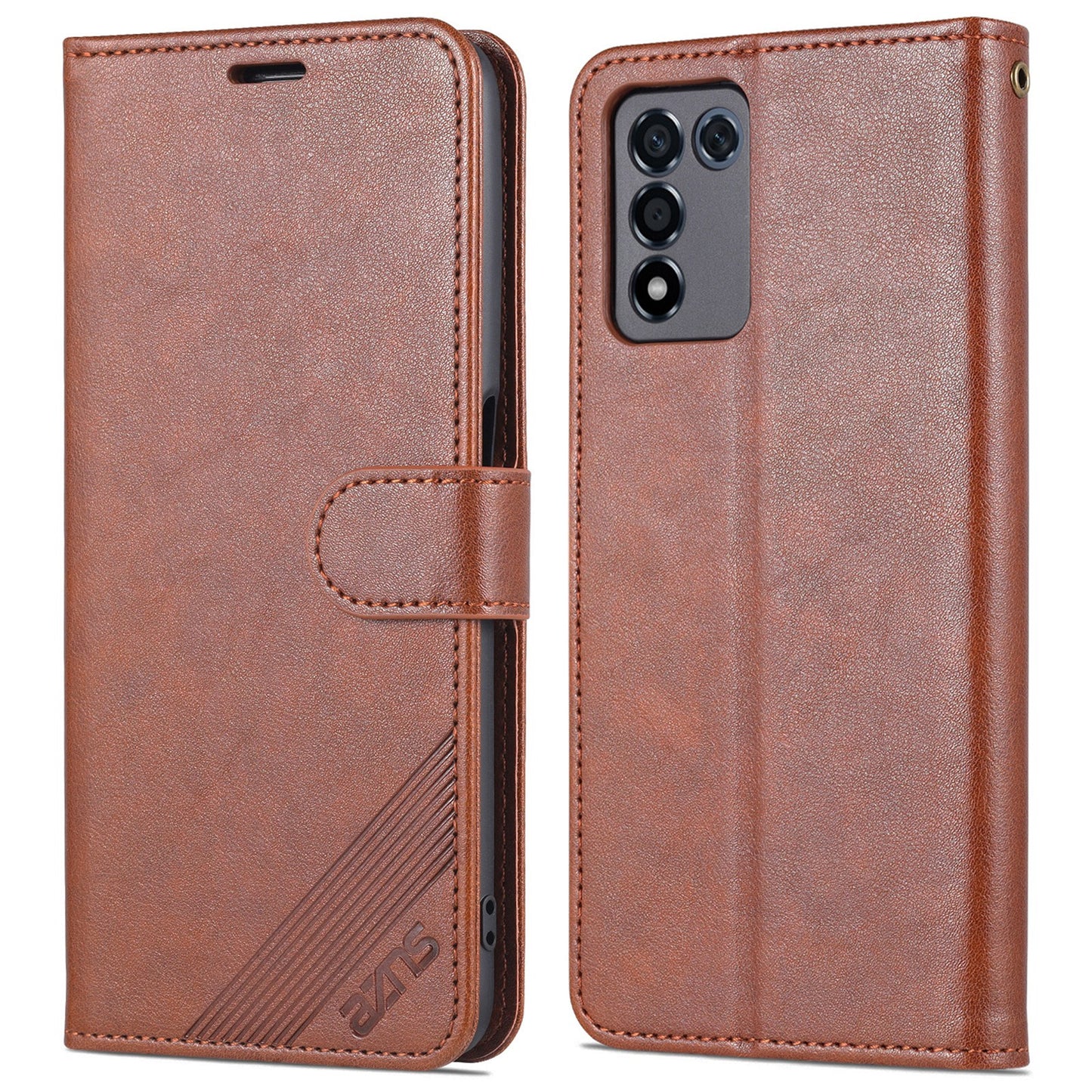 AZNS PU Leather Phone Case Stand Wallet Protective Cover for Oppo K9s/Realme Q3s