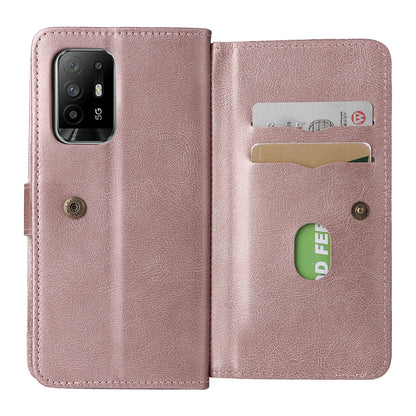 For Oppo A94 5G/F19 Pro+ 5G/Reno5 Z 5G/A95 5G KT Multi-functional Series-1 All-round Protection Stand Design Multi Card Slots Anti-scratch Leather Case with Wallet