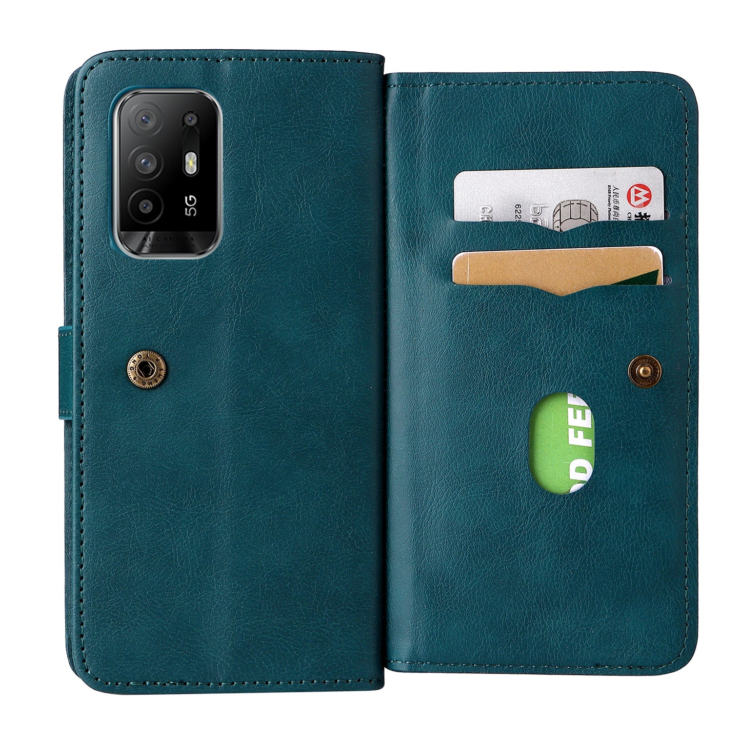 For Oppo A94 5G/F19 Pro+ 5G/Reno5 Z 5G/A95 5G KT Multi-functional Series-1 All-round Protection Stand Design Multi Card Slots Anti-scratch Leather Case with Wallet