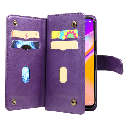 For Oppo A94 5G/F19 Pro+ 5G/Reno5 Z 5G/A95 5G KT Multi-functional Series-1 All-round Protection Stand Design Multi Card Slots Anti-scratch Leather Case with Wallet