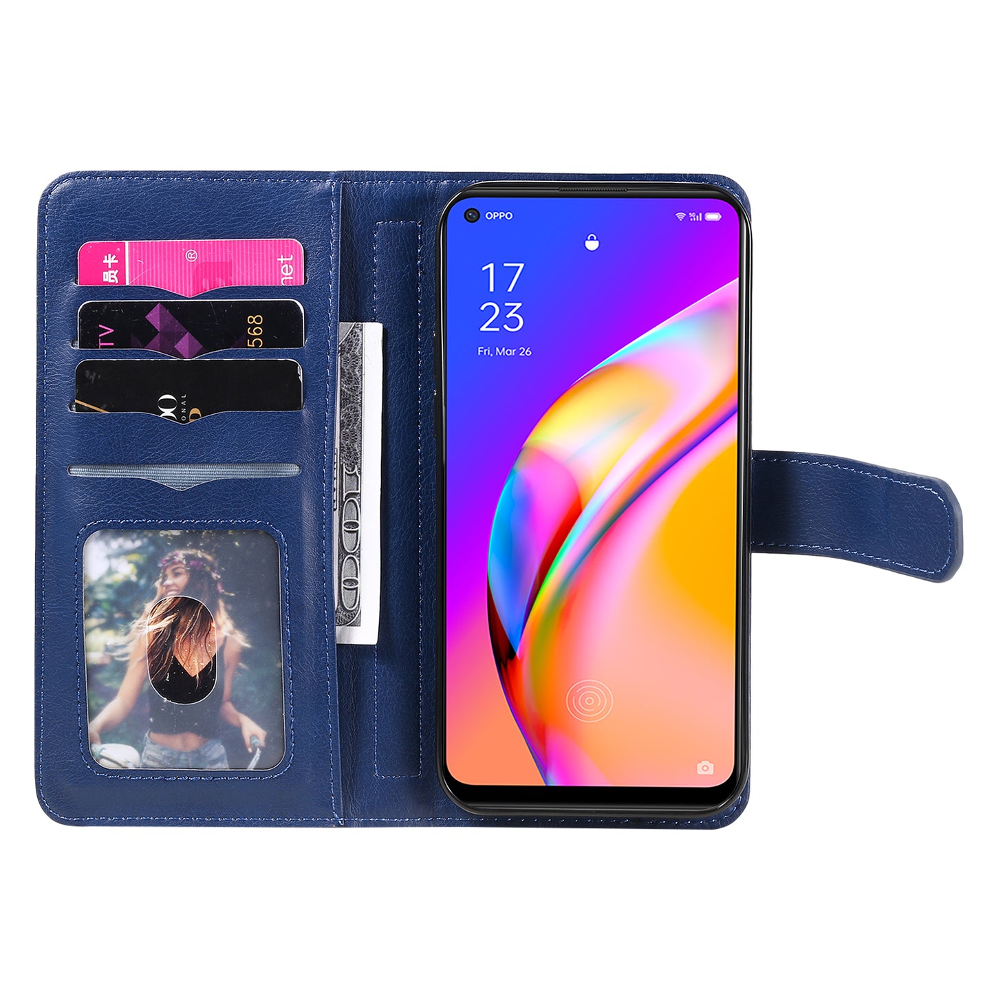 For Oppo A94 5G/F19 Pro+ 5G/Reno5 Z 5G/A95 5G KT Multi-functional Series-1 All-round Protection Stand Design Multi Card Slots Anti-scratch Leather Case with Wallet