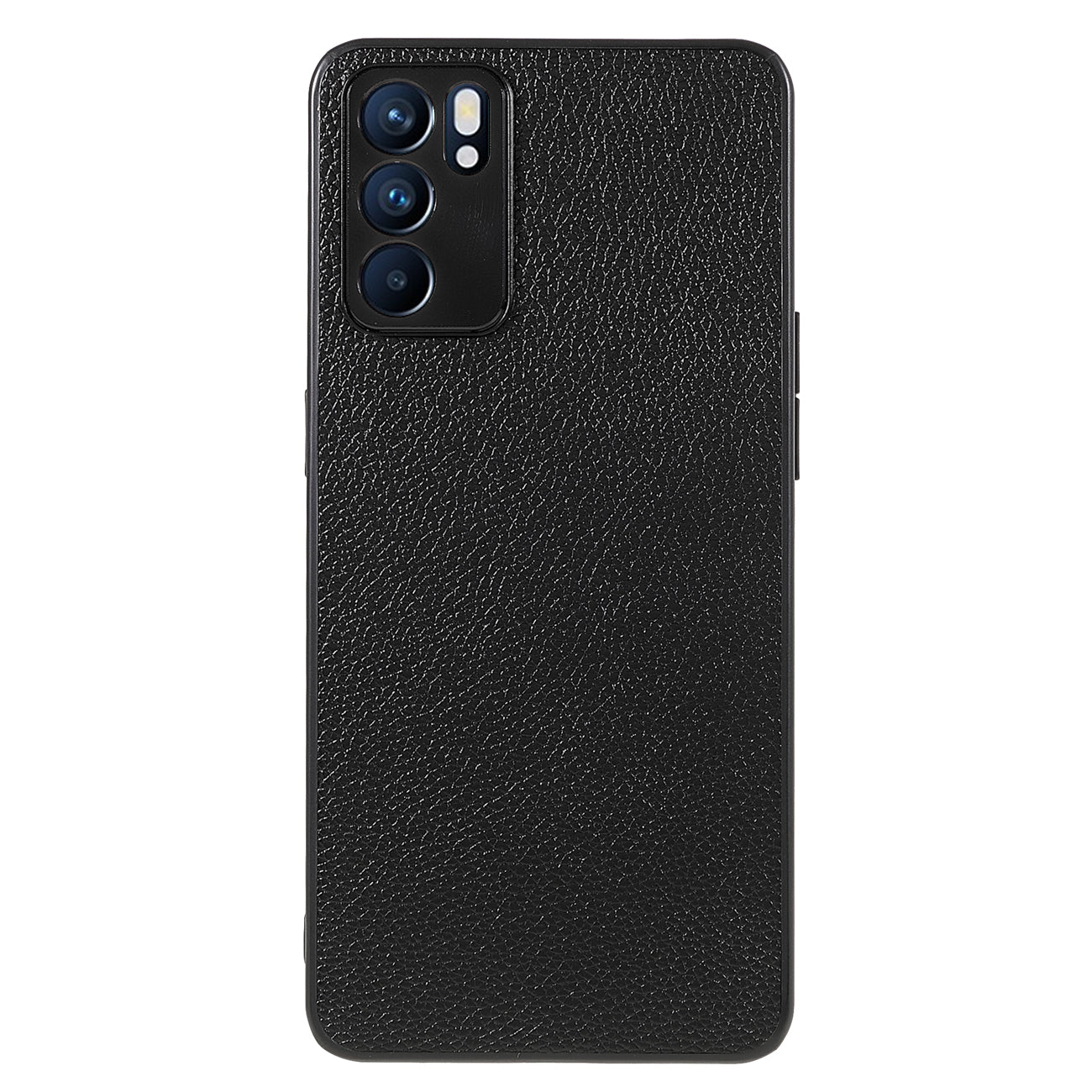 Litchi Texture Genuine Leather Coating TPU + PC Shockproof Phone Case Cover for Oppo Reno6 5G