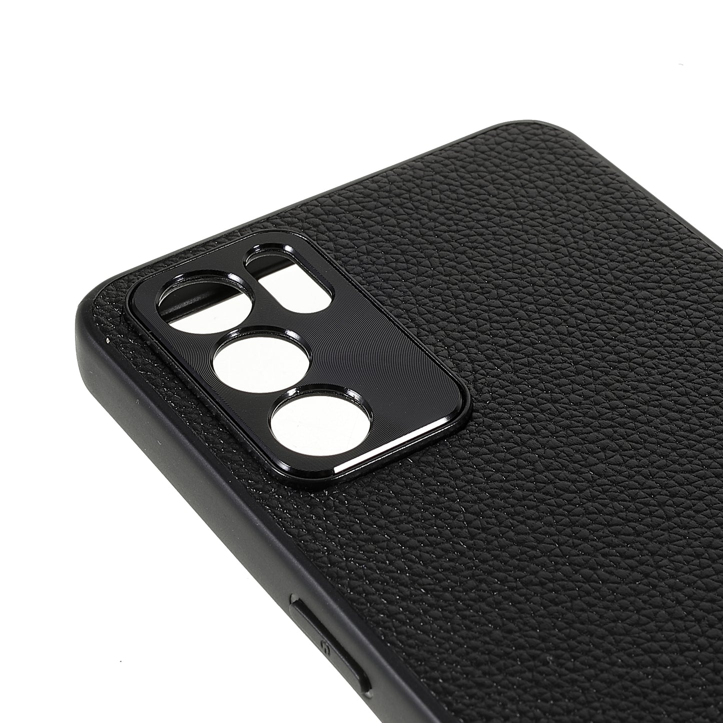 Litchi Texture Genuine Leather Coating TPU + PC Shockproof Phone Case Cover for Oppo Reno6 5G