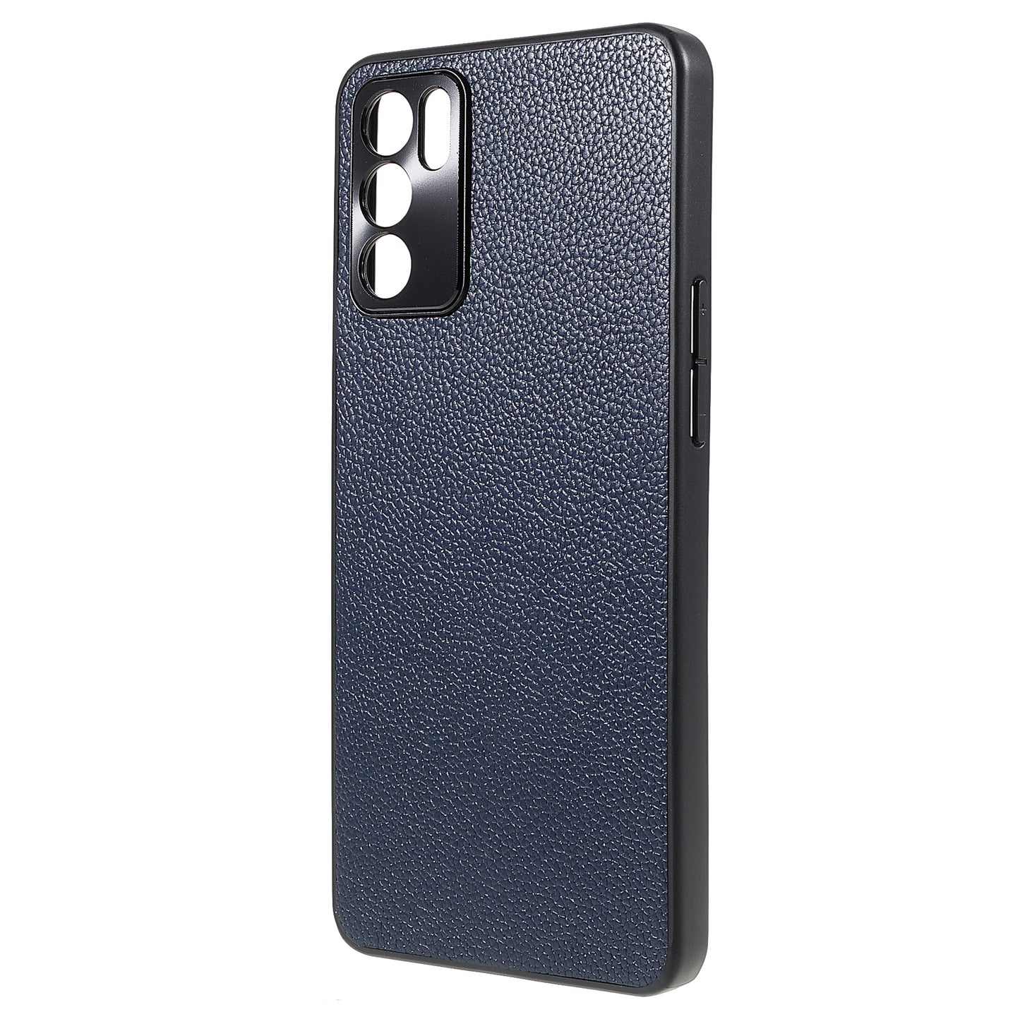 Litchi Texture Genuine Leather Coating TPU + PC Shockproof Phone Case Cover for Oppo Reno6 5G