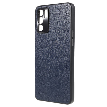 Litchi Texture Genuine Leather Coating TPU + PC Shockproof Phone Case Cover for Oppo Reno6 5G