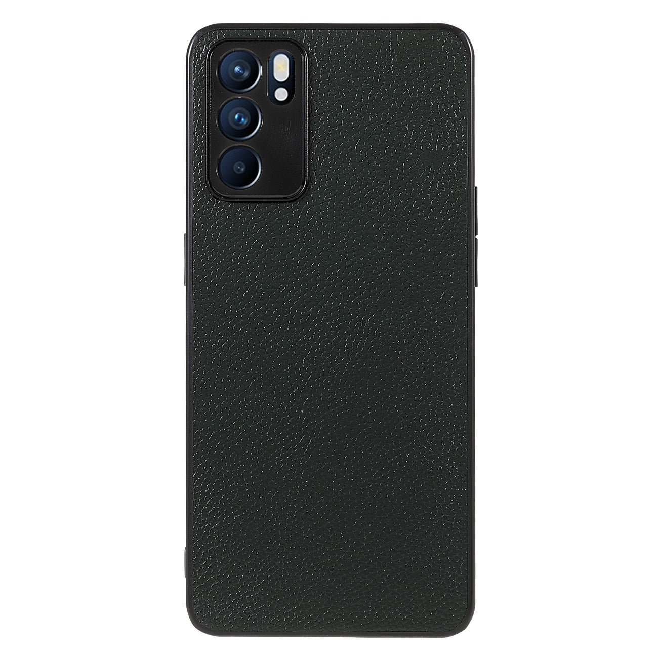 Litchi Texture Genuine Leather Coating TPU + PC Shockproof Phone Case Cover for Oppo Reno6 5G