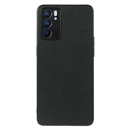 Litchi Texture Genuine Leather Coating TPU + PC Shockproof Phone Case Cover for Oppo Reno6 5G