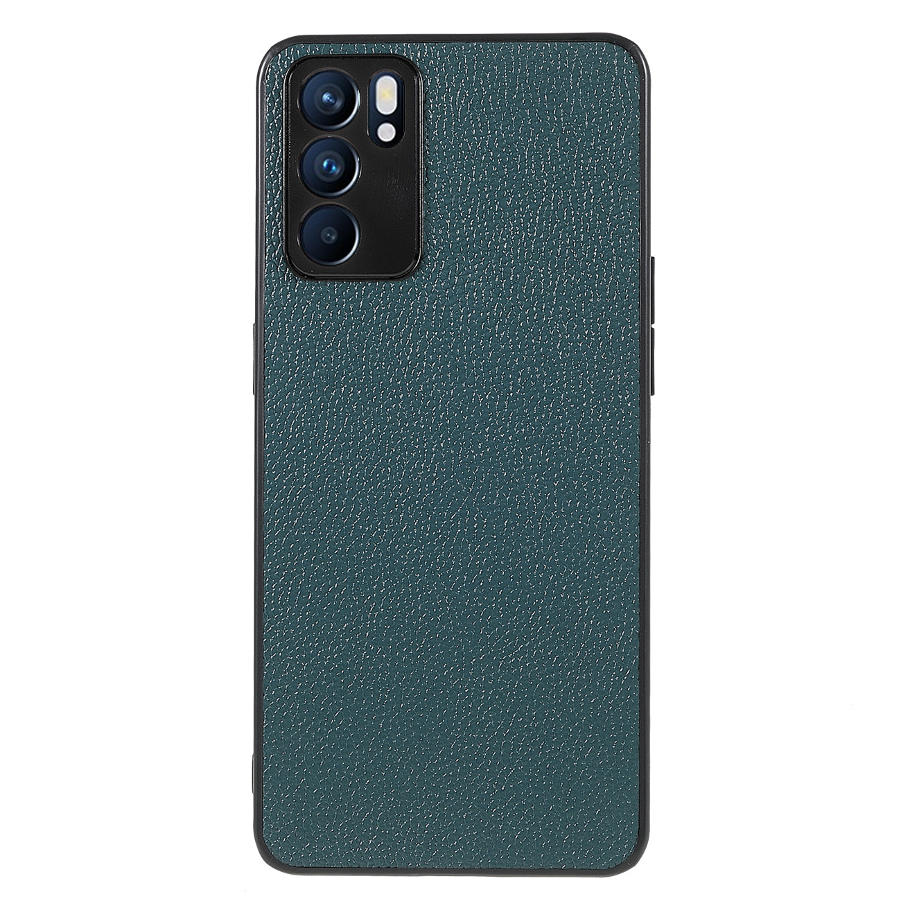 Litchi Texture Genuine Leather Coating TPU + PC Shockproof Phone Case Cover for Oppo Reno6 5G