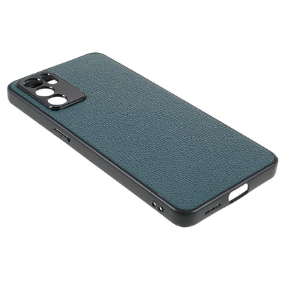 Litchi Texture Genuine Leather Coating TPU + PC Shockproof Phone Case Cover for Oppo Reno6 5G