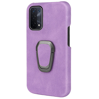 Anti-fall Protection PU Leather Coated PC Back Case with Kickstand Incomplete Covering Hard Shell for Oppo A54 5G/A93 5G/A74 5G