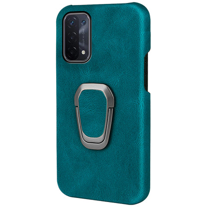 Anti-fall Protection PU Leather Coated PC Back Case with Kickstand Incomplete Covering Hard Shell for Oppo A54 5G/A93 5G/A74 5G