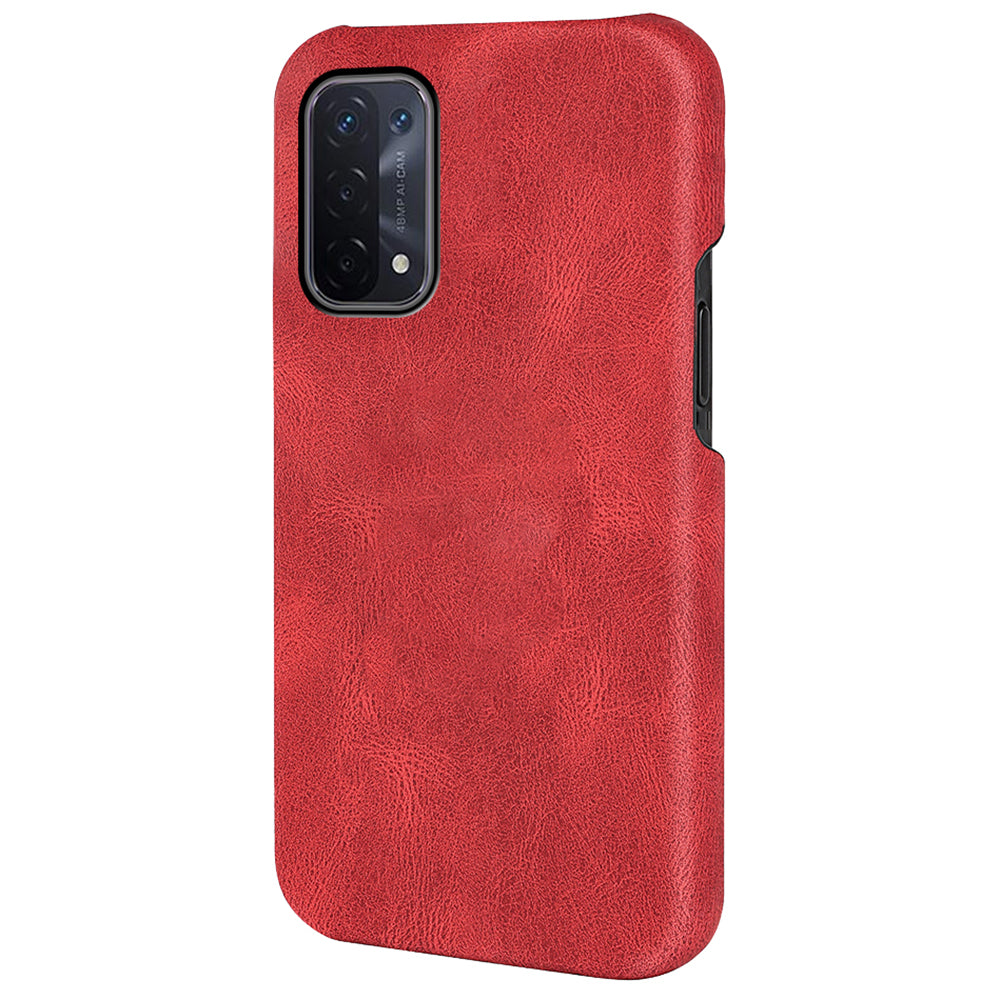 PU Leather Coated PC Phone Case Scratch-proof Phone Protective Cover for Oppo A54 5G/A93 5G/A74 5G