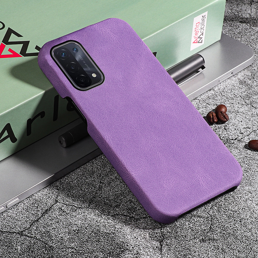 PU Leather Coated PC Phone Case Scratch-proof Phone Protective Cover for Oppo A54 5G/A93 5G/A74 5G