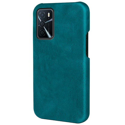 Solid Color PU Leather Coated PC Phone Cover Scratch-proof Phone Case for Oppo A16/A16s/A54s