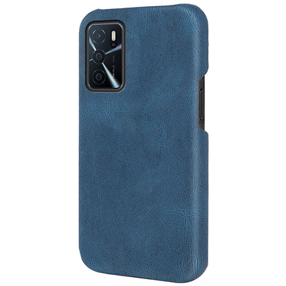 Solid Color PU Leather Coated PC Phone Cover Scratch-proof Phone Case for Oppo A16/A16s/A54s