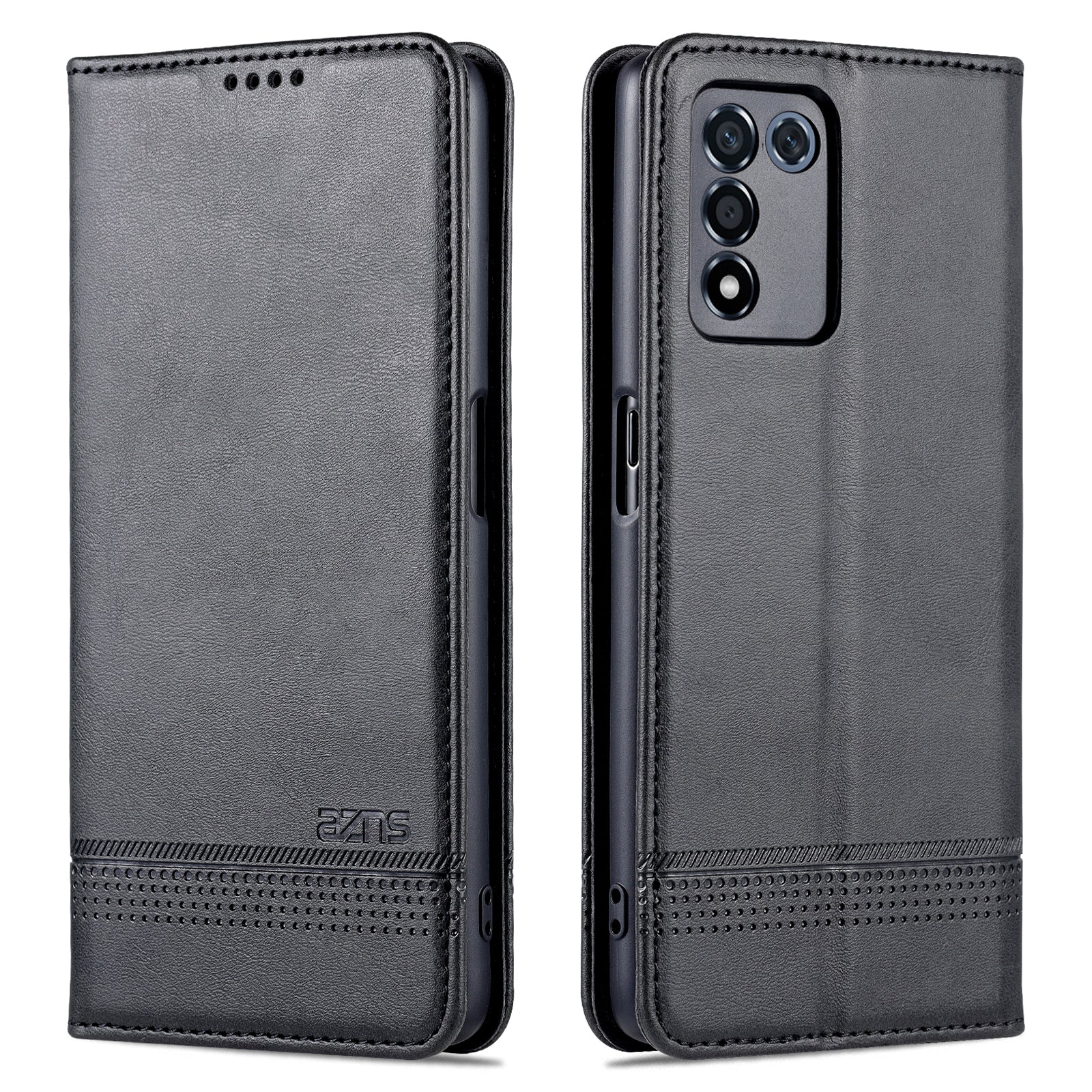 AZNS Well-protected Auto-absorbed Case Wallet Design Shockproof PU Leather Phone Stand Cover for Oppo K9s/Realme Q3s