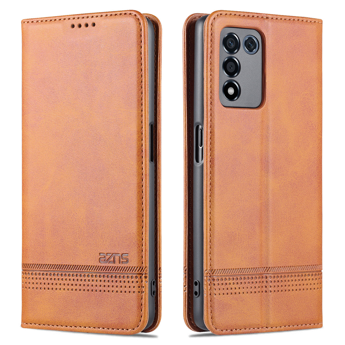 AZNS Well-protected Auto-absorbed Case Wallet Design Shockproof PU Leather Phone Stand Cover for Oppo K9s/Realme Q3s